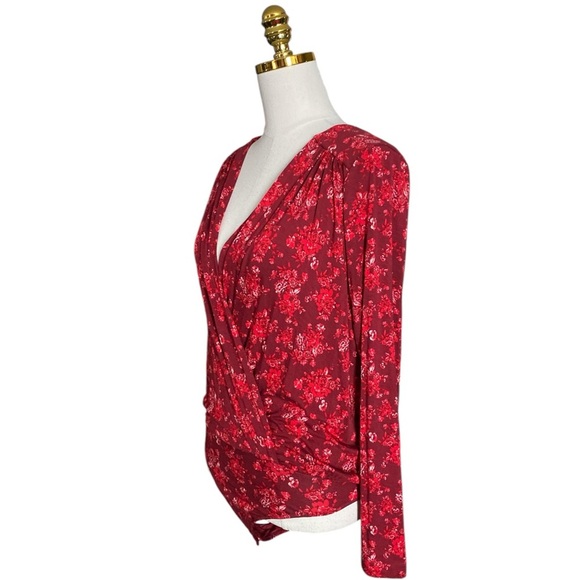 FREE PEOPLE Turnt Red Floral Print Long Sleeve Bodysuit Women’s Size Medium - Picture 9 of 16
